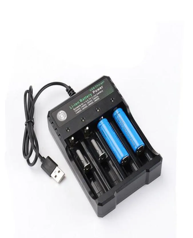 Carregador de bateria de lítio com cabo USB 4 slots de carregamento 18650 26650 18490 Carregador de baterias recarregáveis Better Nitecore USUKEU6229679