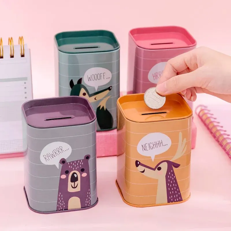 Boîtes en fer Coin Money Box Savings Counter Storage Tank Simple Ornement Secret Piggy Bank Secret Kids salon Tirelire Home Decor