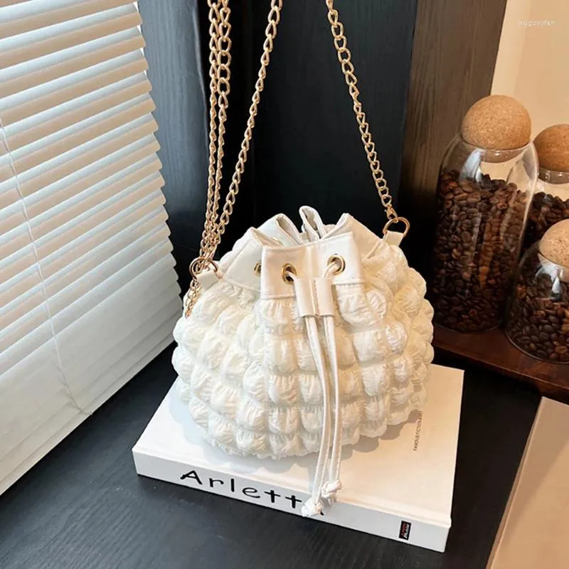 Evening Bags Quilted Bubble Crossbody Bag Puff Soft Women Shoulder Bucket Fashion Chain Pleated Purse And Handbags