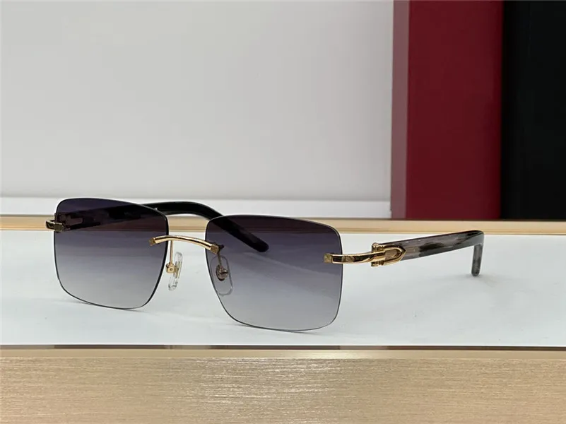 새로운 패션 디자인 스퀘어 선글라스 012 Rimless K 골드 프레임 대리석 안경 사원 간단한 넉넉한 스타일 야외 UV400 보호 안경