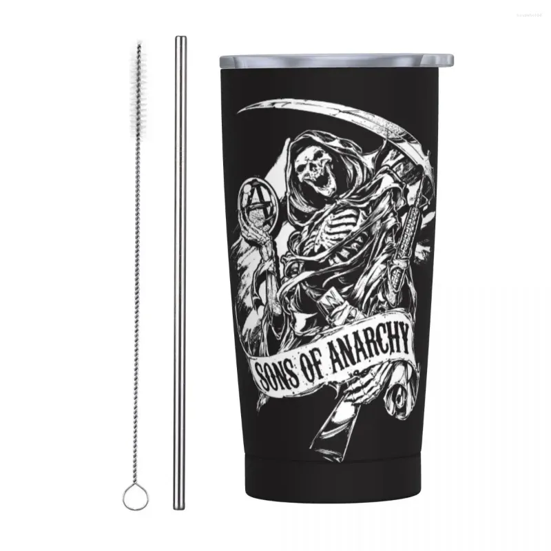 Tumblers Sons Of Anarchy 20 Oz Tumbler Fear The Reaper Vacuum Insulated Coffee Mug With Lid And Straw Stainless Steel Double Wall Mugs