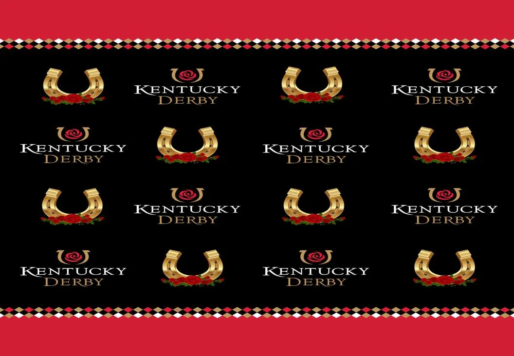 Kentucky Derby Horseshoe Rose Vinyl Pography Backdrops Step and Repeat Red White Black Po Booth Backgrounds for Party Studio9638304