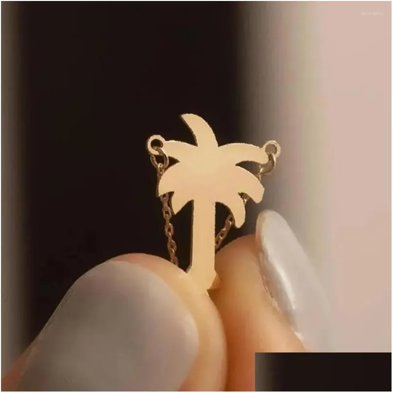 Pendant Necklaces Coconut Palm Tree Necklace For Women Dainty Stainless Steel Bohomian Jewelry Summer Ocean Beach Drop Delivery Penda Dhsrp