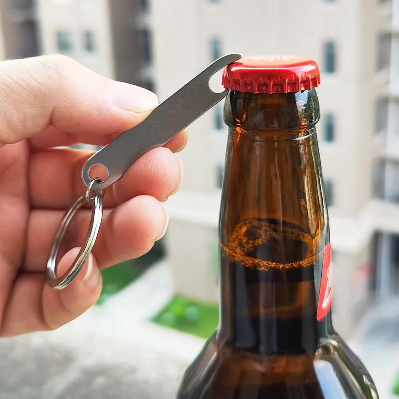 Portable Stainless Steel Key Ring Beer Bottle Opener Keychain Mini Metal Gadget Keyring Men Gift LX6392