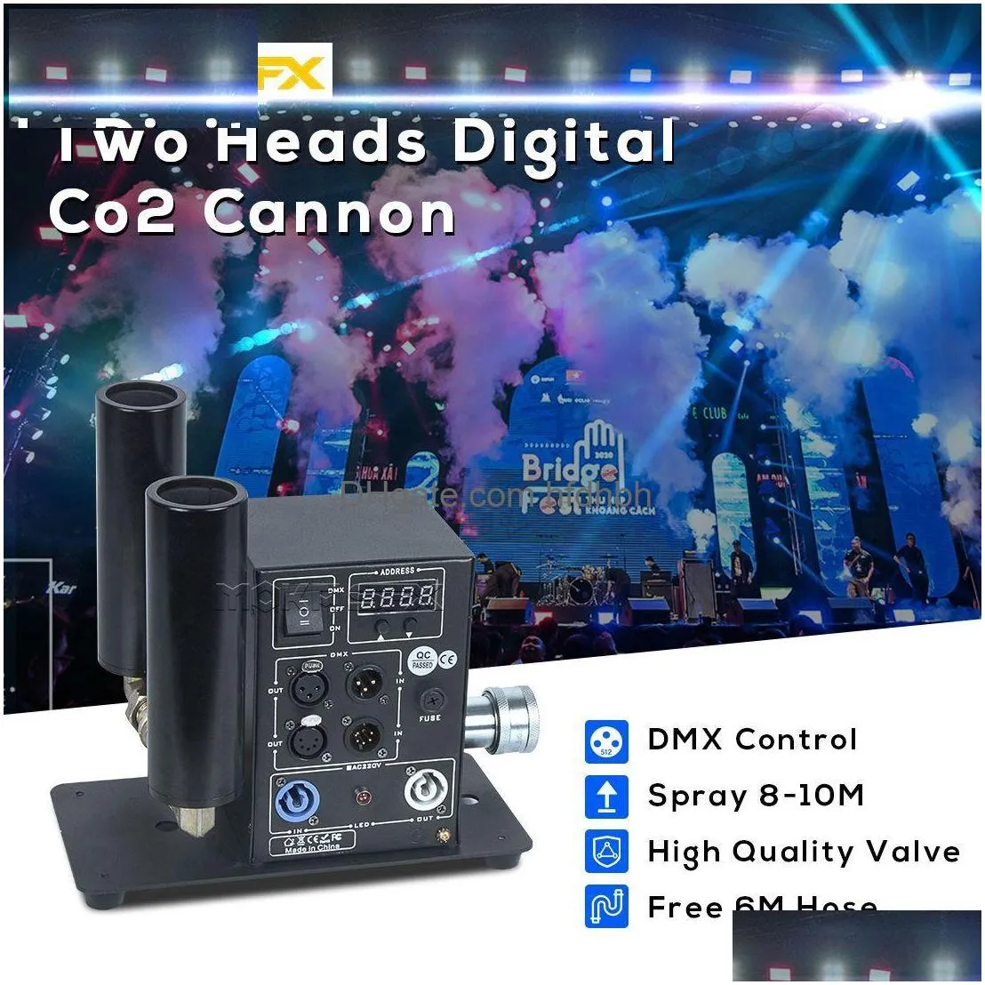 Другое сценическое освещение Co2 Jet Hine Dmx512 Control Двойное сопло Цифровая пушка Cyro Сильный эффект дыма для вечеринки Show Прямая доставка L Dhkd1