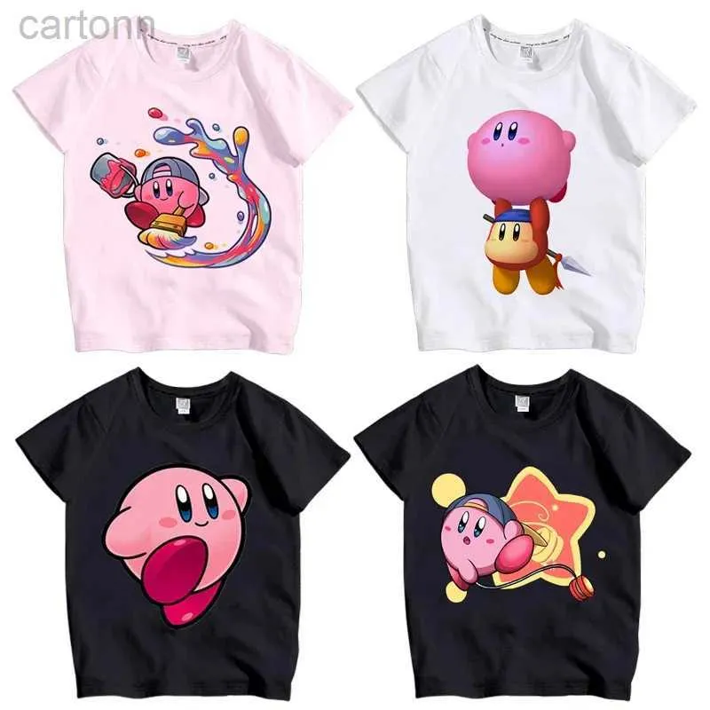 T-shirts Dessin animé Anime Figures Star Kirby Impression Filles Vêtements À Manches Courtes Kawaii Mignon Été Adulte Enfants Top T-shirt Pull ldd240314