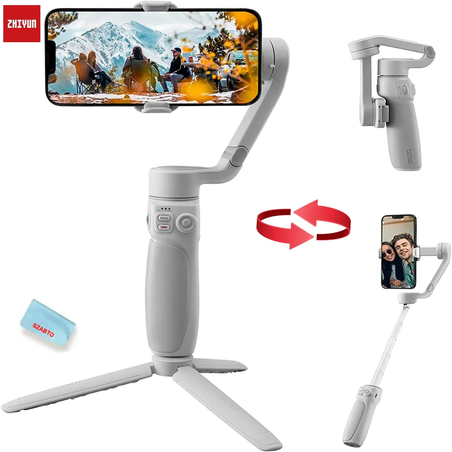 Koppen zhiyun gladde q4 gimbal stabilisator ingebouwde verlenging staaf draagbaar en opvouwbare vlogging stabilisator youtube tiktok video