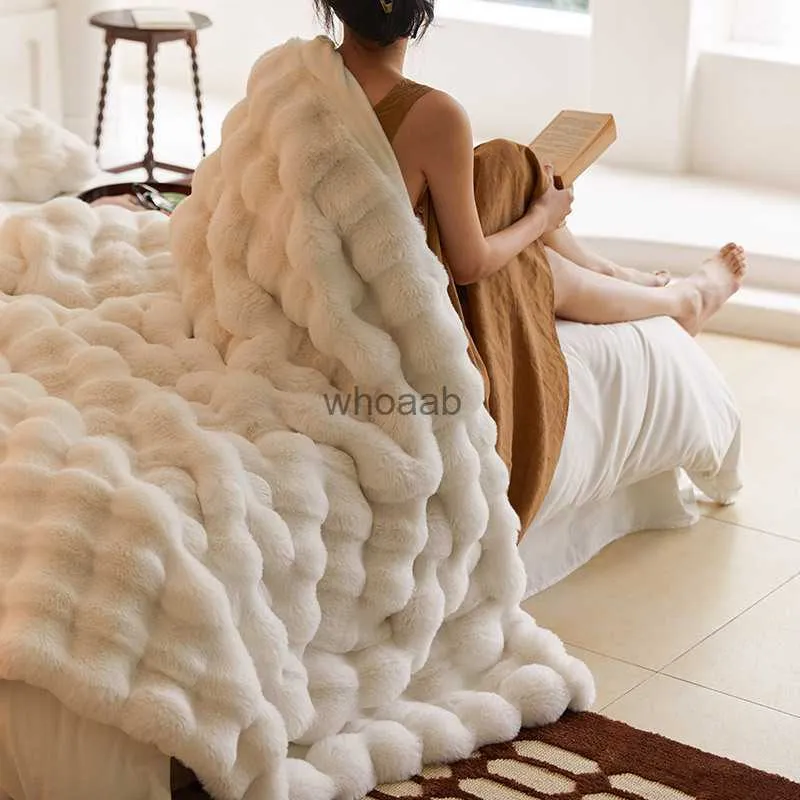 Blankets Fur Blanket Winter Luxury Warmth Super Comfortable Blankets for Beds High-end Warm Winter Blanket for Sofa 240314