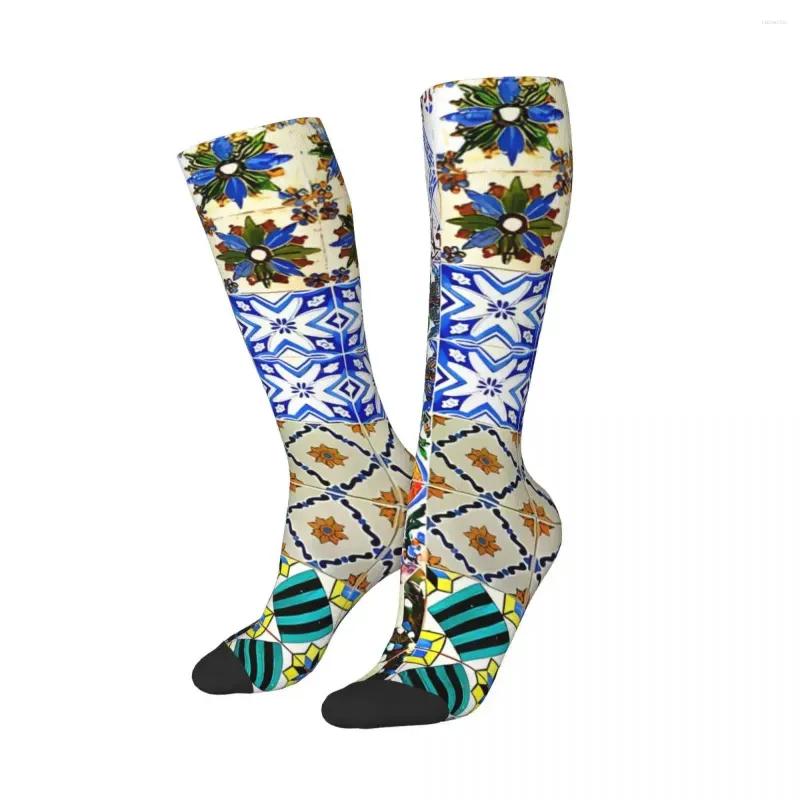 Chaussettes homme Antique coloré carreaux marocains motif ART marocain Kawaii Shopping dessin animé adulte enfant