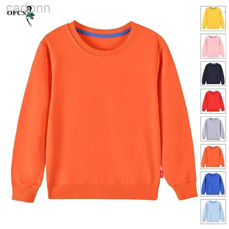 T-shirts Autumn 2-12Years Childrens Coat Tops Colorful Clothes Toddler Baby Kids Boys Girls Cotton Casual Hooded Solid Plain Sweatshirt ldd240314