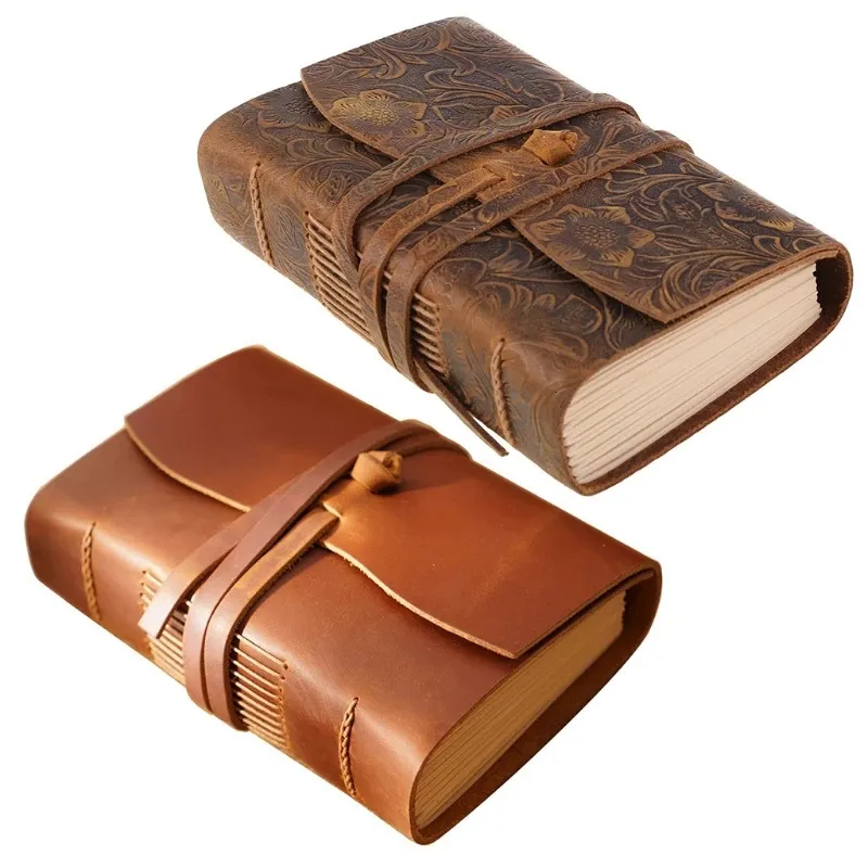 Retro Travel Journal Writing Notebook Diary Leather Bound Notepad Handmade Sketchbook Gift för elever Vuxna Lärare 240304