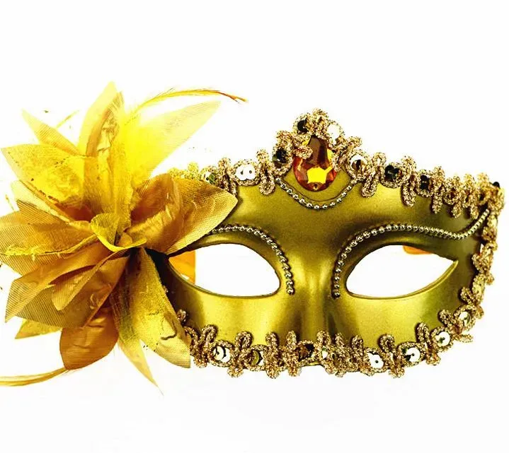 Venetian masquerade Dance Ball Mask Wedding Party Fancy Dress eyemask On Stick Masks Lily Flower Lace Feather Held Stick Mask