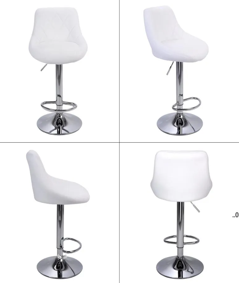 Modern Bar Stools High Tools Type Adjustable Chair Disk Rhombus Backrest Design Dining Counter Pub Chairs White SEAWAY FWF94045039447