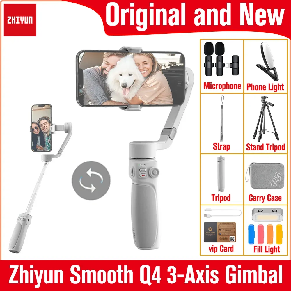 Köpfe Zhiyun Smooth Q4 3axis Handheld Gimbal Stabilisator für iPhone 13 Pro 11 12 Samsung Galaxy Huawei Xiaomi OnePlus Smartphone