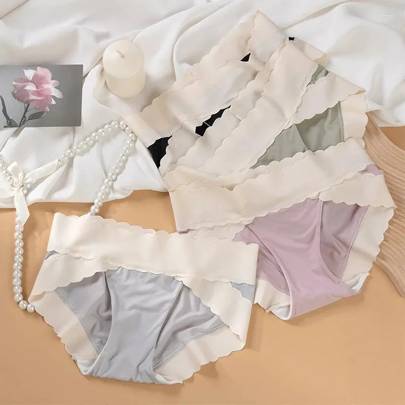 Mulheres sleepwear luz luxo fluindo cetim sexy roupa interior meados de cintura alta elástica envoltório quadril confortável traceless algodão virilha meninas