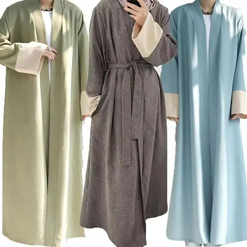 Ubranie etniczne 2024 Najnowsza elegancka sukienka z dubaju Kimono Rękaw Islamski indyk Kaftan muzułmanin Abaya Skromny swobodny szata kobiety