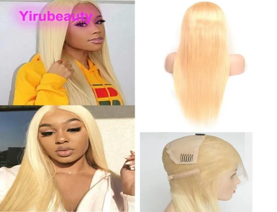 150 Dichtheid Volledige Kant Pruiken Blonde Kleur Zijdeachtig Recht Lichaamsgolf Peruaans Echt haar Verstelbare Band 613 Yirubeauty 1632inch5523482