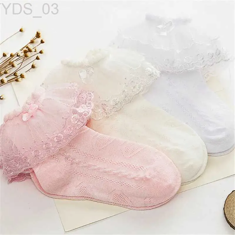 Barn strumpor baby spets tutu strumpor söt nyfödda bomull baby flickor strumpor söta småbarn strumpor prinsessan stil baby tillbehör grossist yq240314