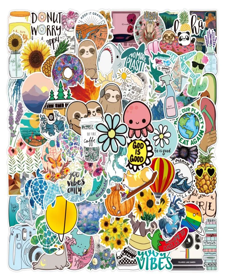 100PCS Graffiti Stickers Aesthetics Cute Cartoon Mixed Plants Animals Fruits Landscape Decals For Car Luggage Diy Laptop Phone3495848