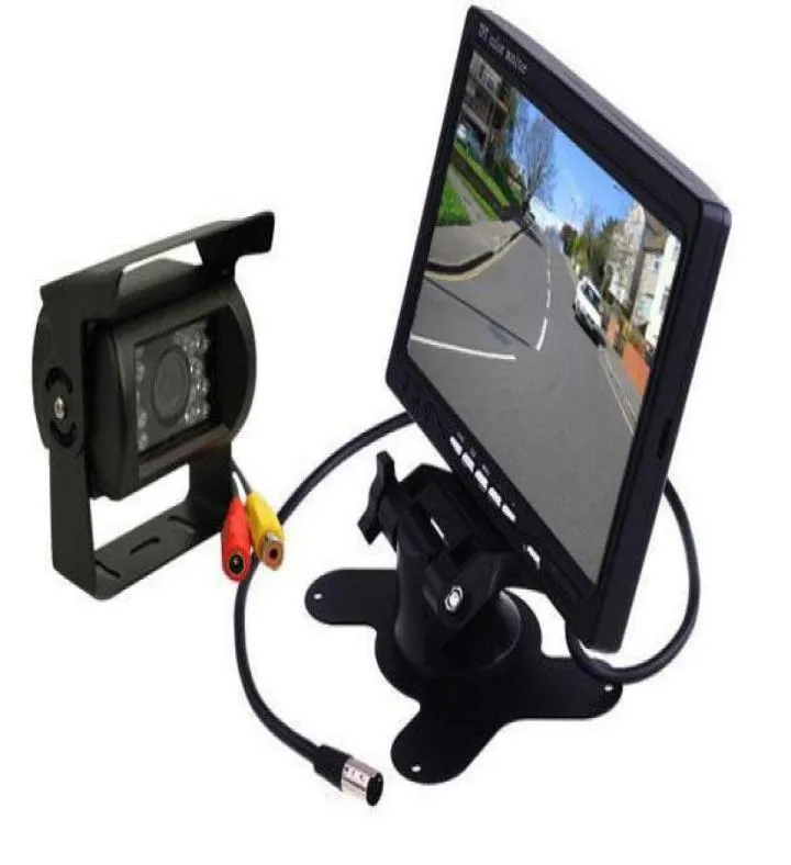 Night vision 18 IR LED CCD Reverse Camera 7quot LCD Monitor Car Rear View Kit 10m video cable For Long Bus Truck1365170