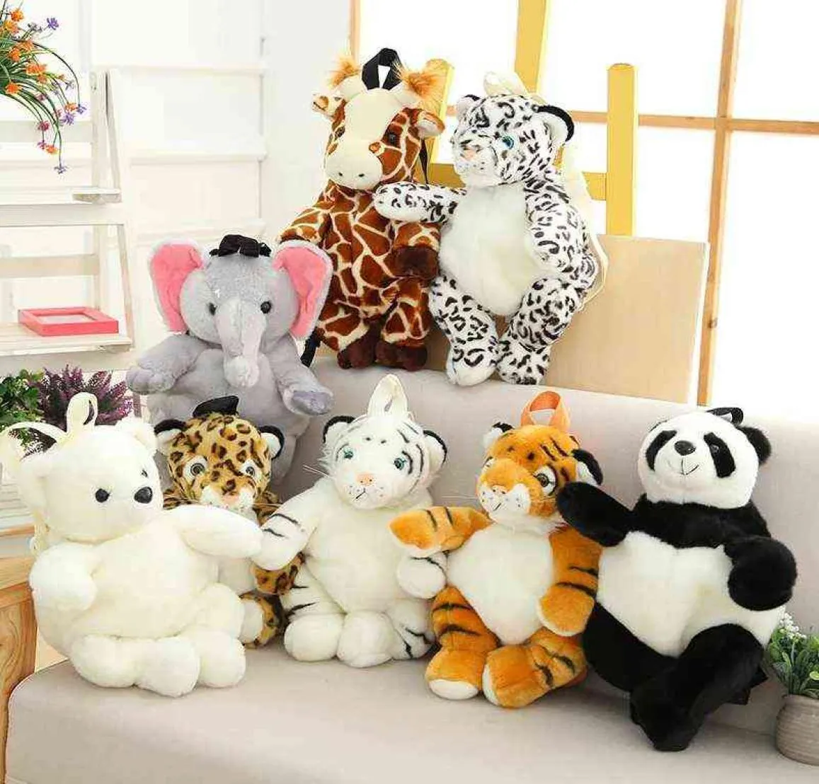 40 cm créatif en peluche animaux sacs à dos enfants trucs sac à dos léopard tigre panda ours polaire girafe sac d'école sac à dos enfants cadeau J26364629