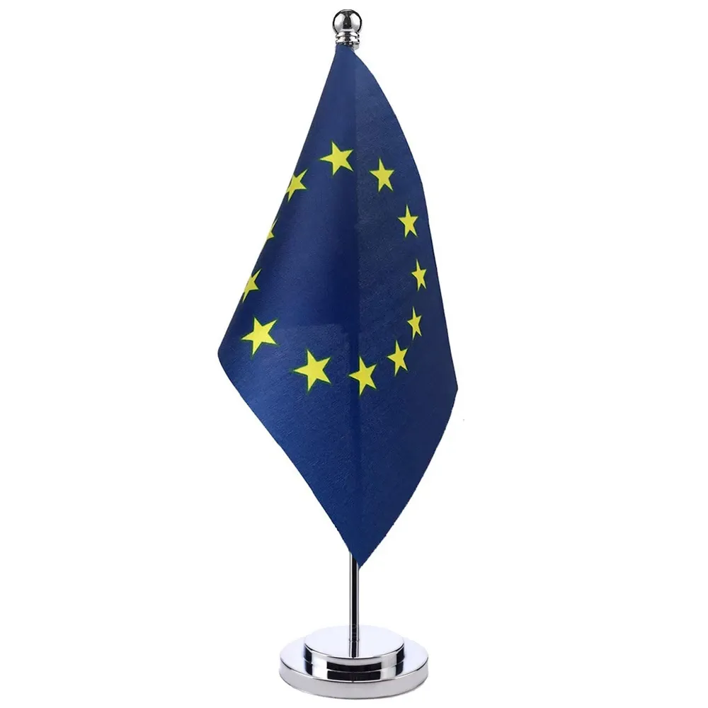 Accessoires 14x21cm Bureau Kleine Europese Unie Banner Vergaderzaal Vergaderzaal Tafel Staande Paal De EU-vlag