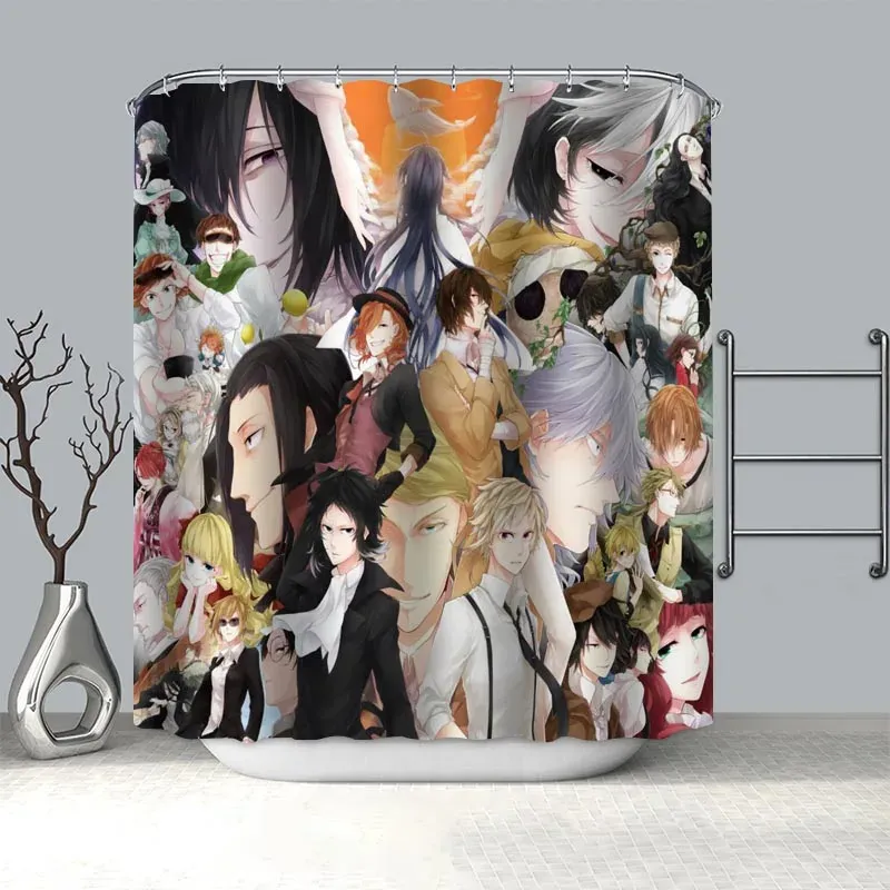 Zasłony ładne bungou błądzące psy anime zasłony prysznicowe do wystroju zasłony w łazience 180x180 cm Wodoodporny pleśń materiał prysznicowy