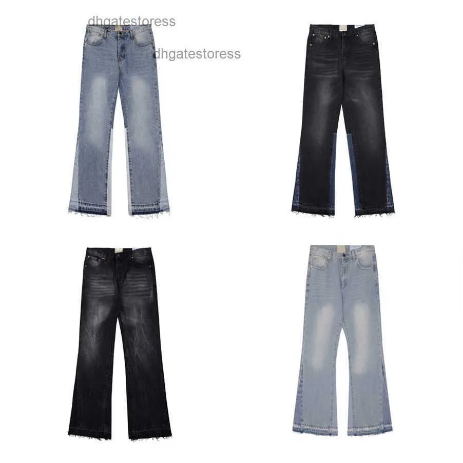 Mens Jeans Designer Färgade blossade jeans Män och kvinnor High Street Moping Straight Ben Pants