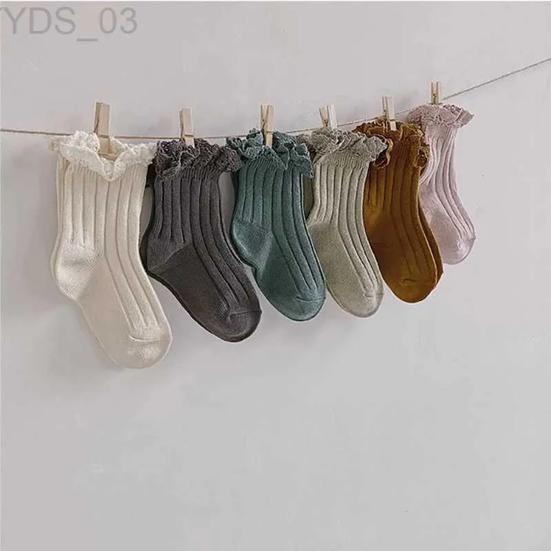 Kids Socks Candy Color Children Socks With Lace GIrls Ankle Socks Soft Baby Toddlers Infant Socks Kids Princess Sock High Quality YQ240314