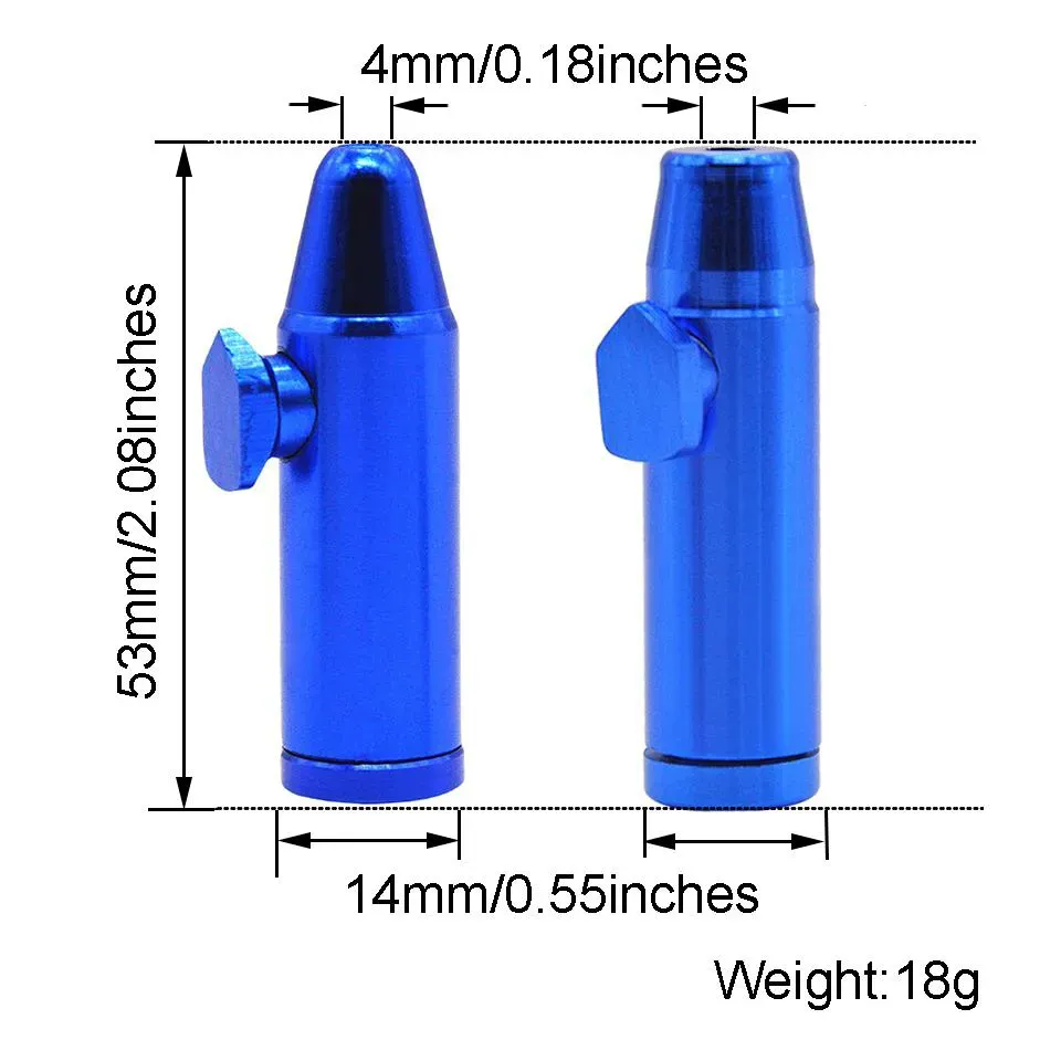 Bullet Rocket Shape Snuff Snorter Pipe Aluminum Alloy metal Sniff Dispenser Nasal Tube Sniffer Tobacco Herb Straw Smoking Accessories