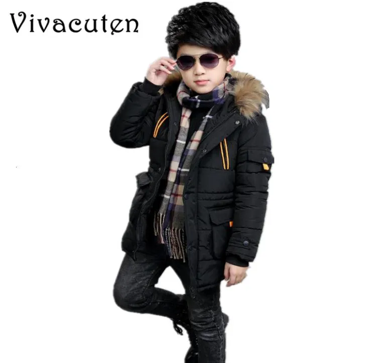 New Boys Winter Jacket Children Thicken Warm Hooded Cotton Down Padded Coat Kids Fur Collar Snow Quilted Outwear Clothes ZF053301847