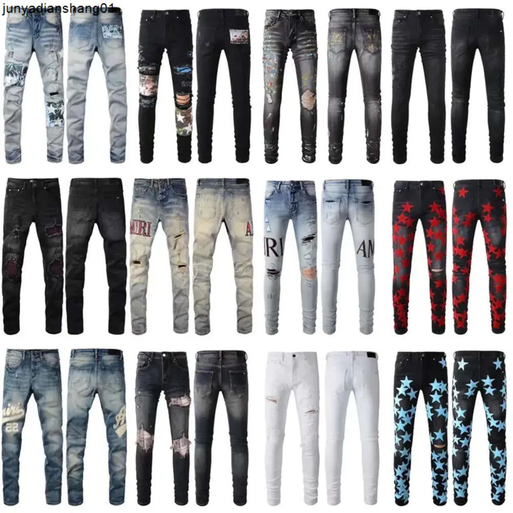 Jean homme déchiré en détresse Jean motard coupe ajustée moto motard Denim pantalon pour hommes créateur de mode pantalon Hip Hop hommes