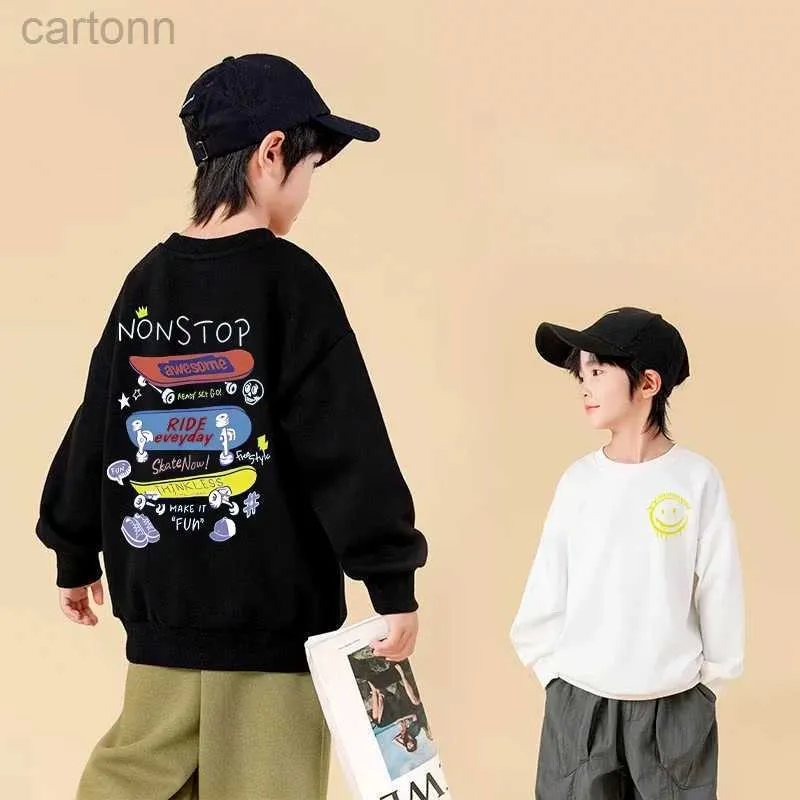 T-shirts Boys Sweater Spring and Autumn Style New Mid sized Childrens Autumn Top Boys Autumn Bottom Shirt Fashionable and Fashionable ldd240314