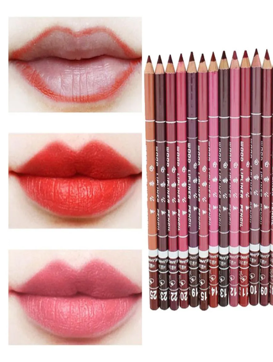 Crayon à lèvres imperméable, 28 couleurs, Contour mat, rouge à lèvres, longue durée, rétro rouge, couleur 2043603