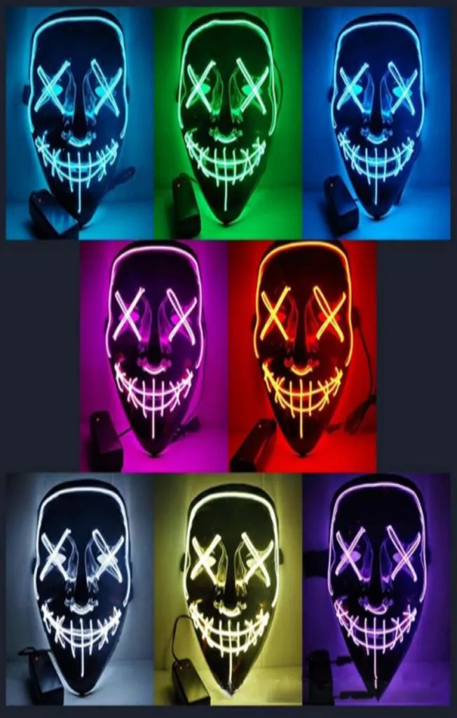 Cadılar Bayramı Led Maske Cadılar Bayramı Partisi Maskeli Maskeli Beklentisi Maskeleri DJ Partisi Light Up Up Maskeleri Karanlık Neon Mask6795569