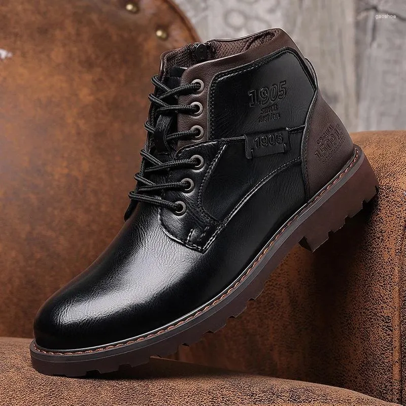Boots Plus Size Men Fashion Desert Black Brown Brand Designer Shoes Cowboy Genuine Leather Boot Spring Autumn Ankle Botas Hombre