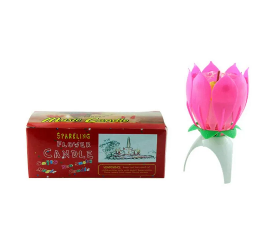 Lotus Music Candle Lotus chantant fête d'anniversaire gâteau musique Flash bougie fleur musique bougie gâteau accessoires fournitures de vacances RRA35610567