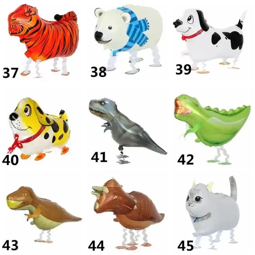 Party Favor Mignon Marche Animal Marche Hélium Aluminium Ballons Chat Chien Dinosaure Air Ballons Décorations D'anniversaire Enfants Adulte Événement Fête Décoration Ballon