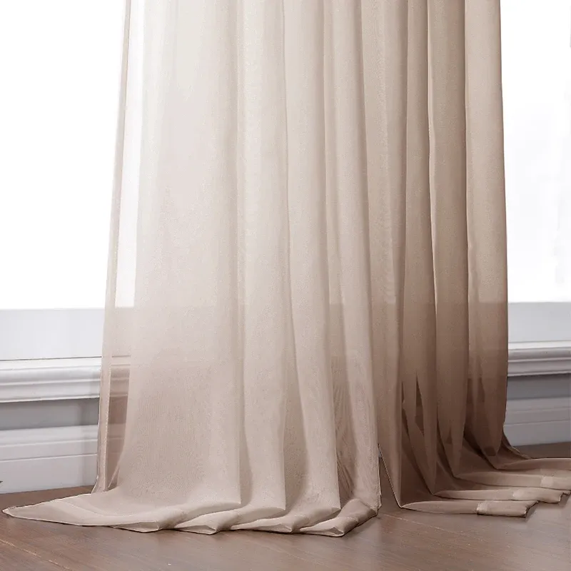 Gordijnen BILEEHOME Effen kleur Tule Transparante gordijnen voor de woonkamer Slaapkamer Modern Chiffon Keuken Afgewerkte raambekleding