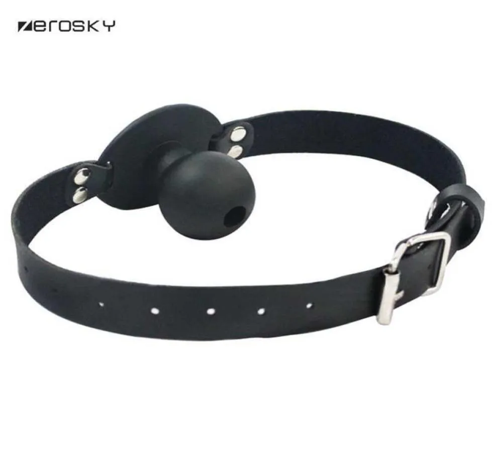 Zerosky Sex Bocca aperta Gag Harness Orale PU Band Ball Gag Bocca Plug Ritenuta per adulti Bondage Giocattoli del sesso per coppie Y2011185954554