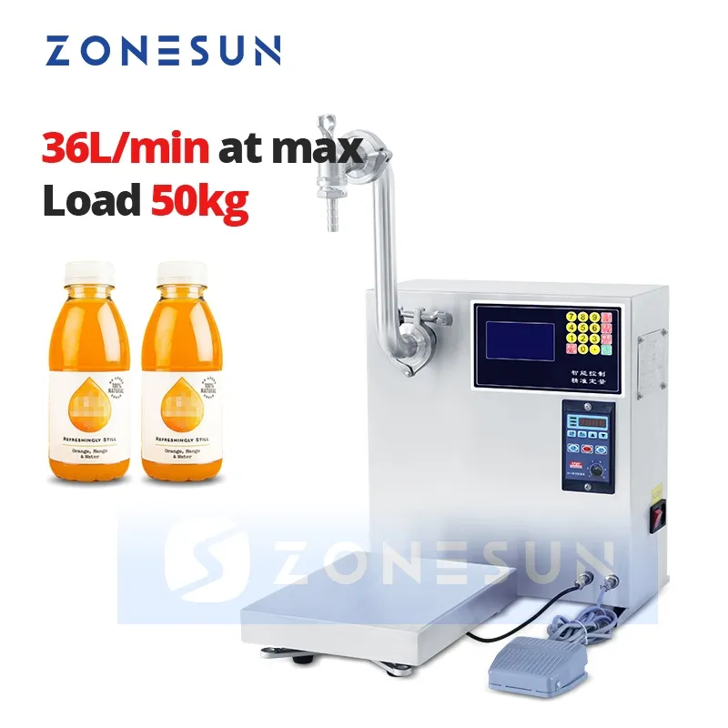 Zonesun Liquid Filler Weigher Matoljedryck drycker Högflödesutrustning Pump FootSwitch Digital Control Filling Machine ZS-GPW1