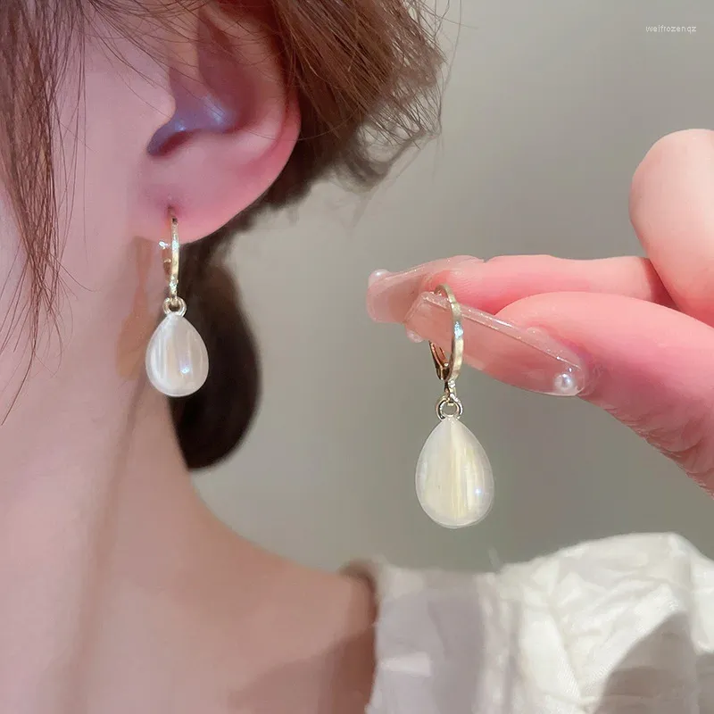 Boucles d'oreilles pendantes Lovelink doux mignon couleur or goutte d'eau opale gland pour les femmes simple métal style cercle boucle d'oreille fille accessoire de fête