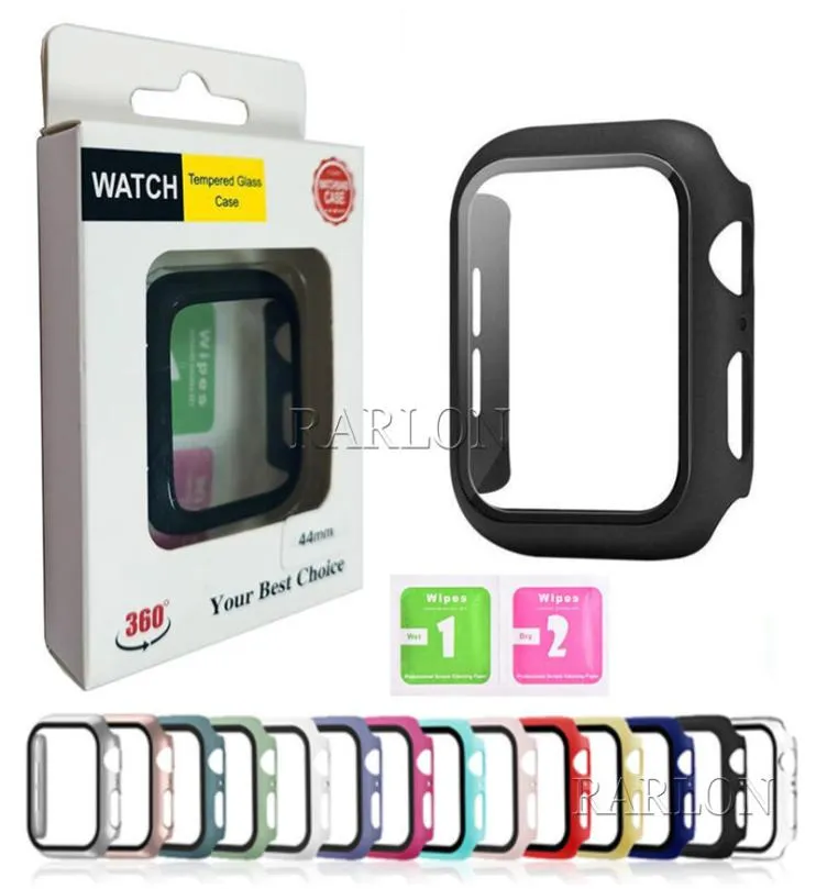 360 Full Screen Protector Film Film Iwatch 38 mm 42 mm 40 mm 44 mm 41 mm 45 mm 49 mm ramka zderzona PC PC Hard Case z temperowaną szklaną warstwą 8078172