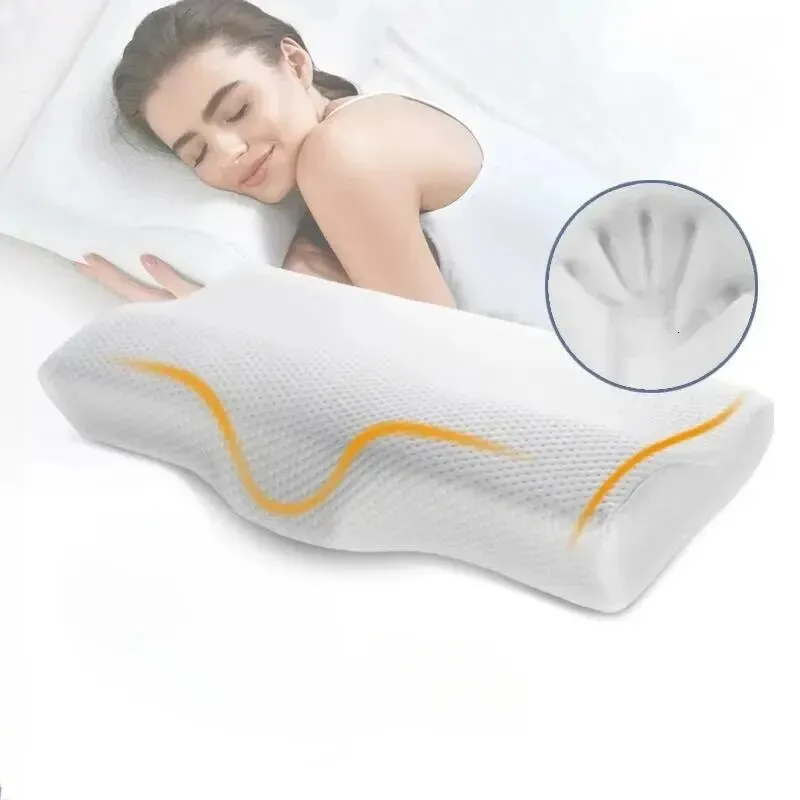 Memory Foam Bed Orthopedic Pillow Neck Protection Slow Rebound Fjärilformad Health Cervical 240304