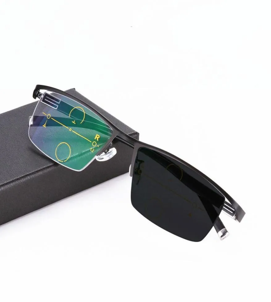 Progresywne okulary wieloogniskowe Pochromic Reading okulary elastyczne nogi świątynne Wysokiej jakości szklanki odczytu pół ramy1314022