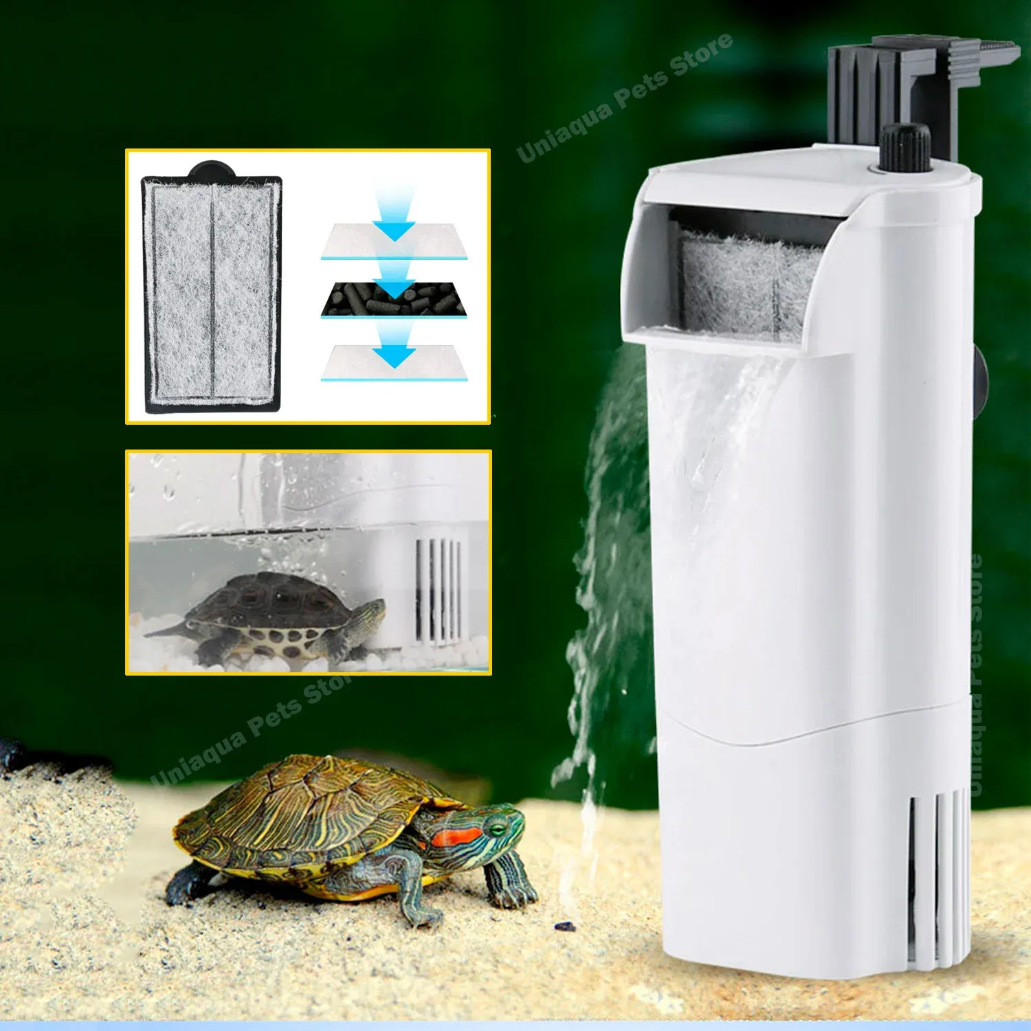 Zubehör Aquarium Niedrigwasserfilterpumpe Schildkröte Aquarium Hängender Belüfter Wasserfall Wasserzirkulation für Fischschildkröten Reptilienterrarien