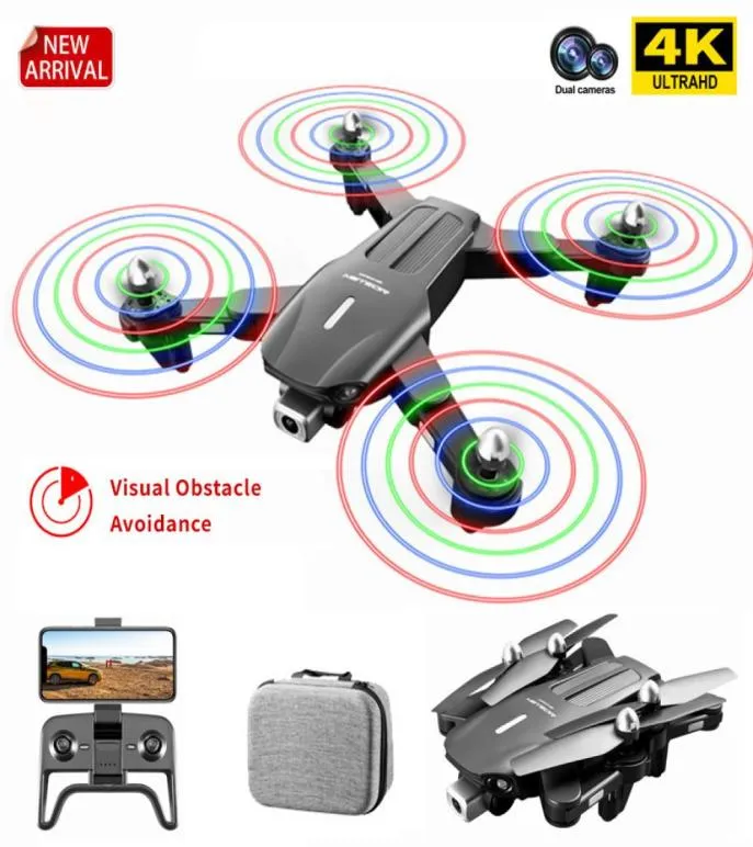 K106 LED LIGHT DRON RC 항공기 4K HD 카메라 시각 장애물 시각 장애물 방지 광학 흐름 배치 접이식 RC Quadcopter Boy Gifts1480735