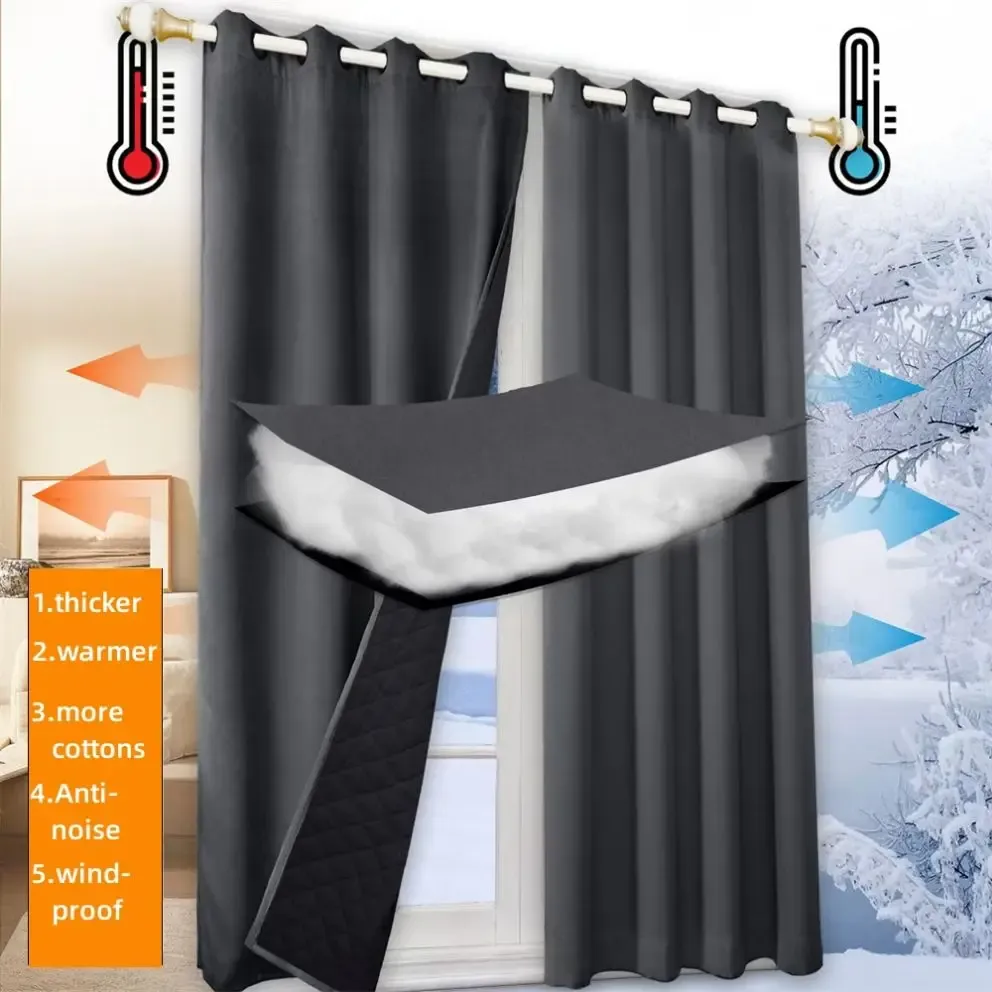 Vorhänge Maßgeschneiderte Winter-Baumwoll-Vorhänge, kälte-/schalldicht/Verdunkelungsvorhänge, verdickte Haushaltsvorhänge, dicker Vorhang für Schlafzimmer