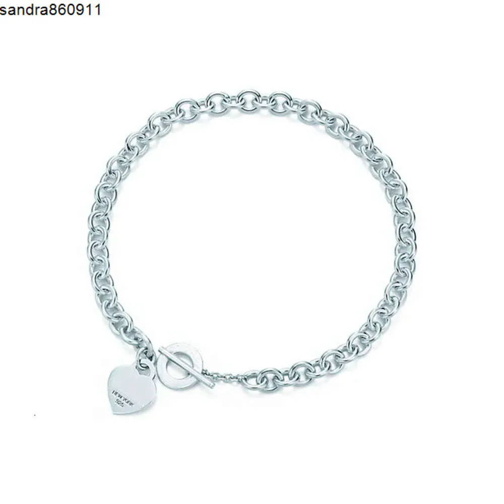 Tiff Jewelry Herzförmiges Kreuzschlüssel-Halsketten-Armband aus Sterlingsilber für Damen, modisch, schlicht, Gedenktag, Hochzeit, Party