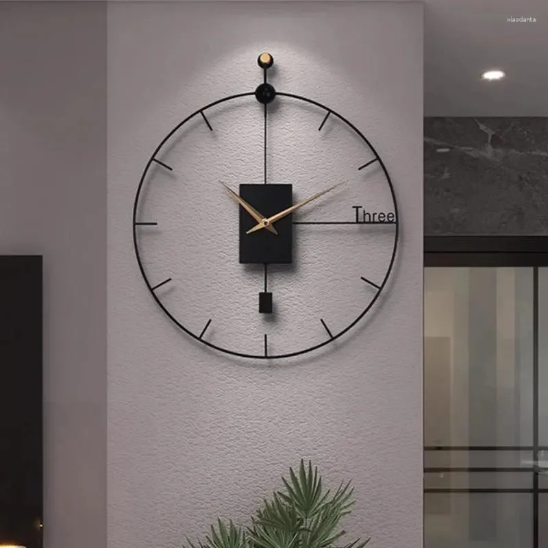 Orologi da parete Orologio da casa Decorazione Rotondo Minimalismo Lancette uniche per soggiorno Nero Design moderno Art Decor